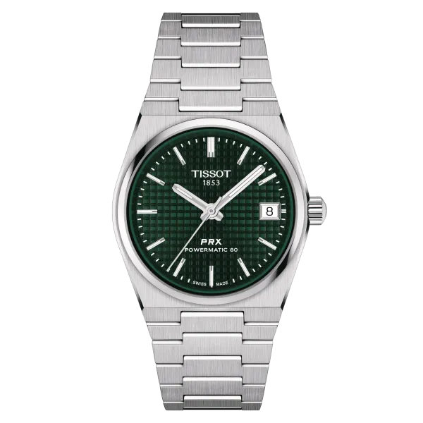 Montre Mixte Tissot PRX automatique vert bracelet acier - Réf. T1372071109100