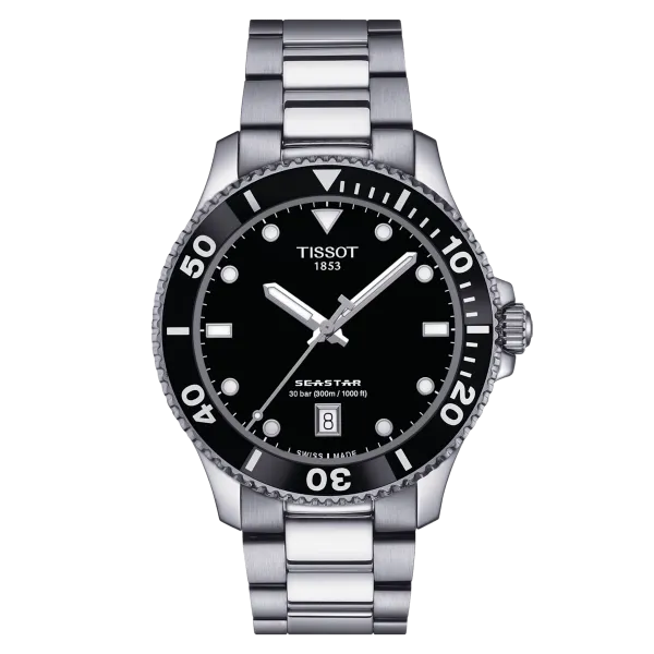 Montre Homme Tissot Seastar noir bracelet acier - Réf. T1204101105100