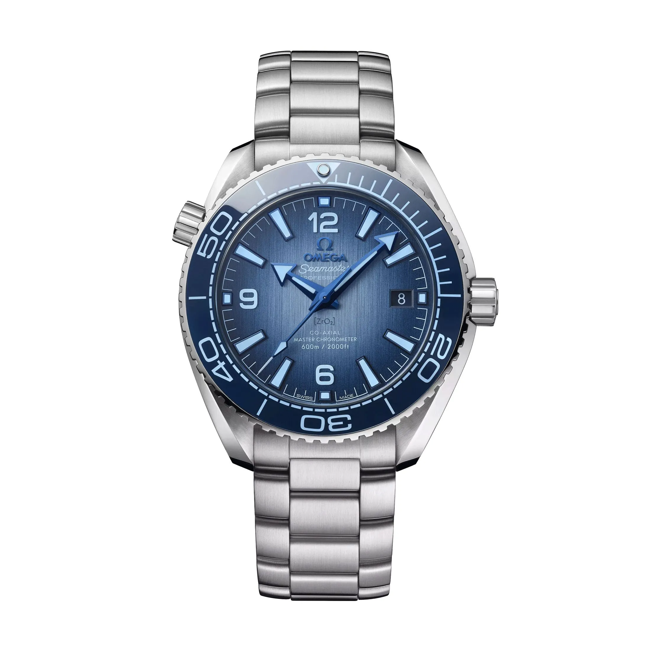 Montre Omega Seamaster Planet Ocean 600m 75ème Anniversaire Co-Axial Master Chronometer cadran bleu bracelet acier 39,5 mm