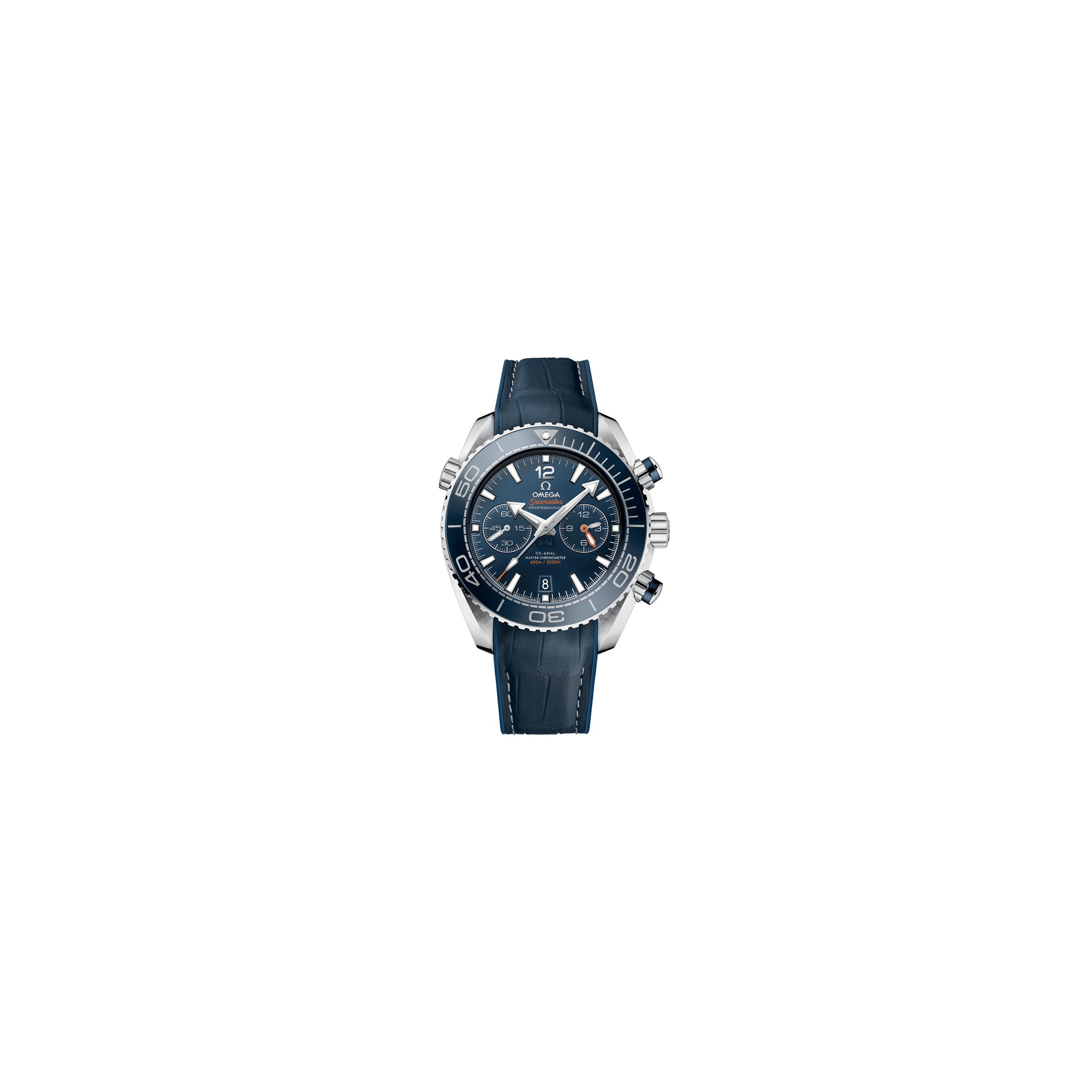 Montre Omega Seamaster Planet Ocean 600m Master Chronometer cadran bleu bracelet cuir bleu 45,5 mm
