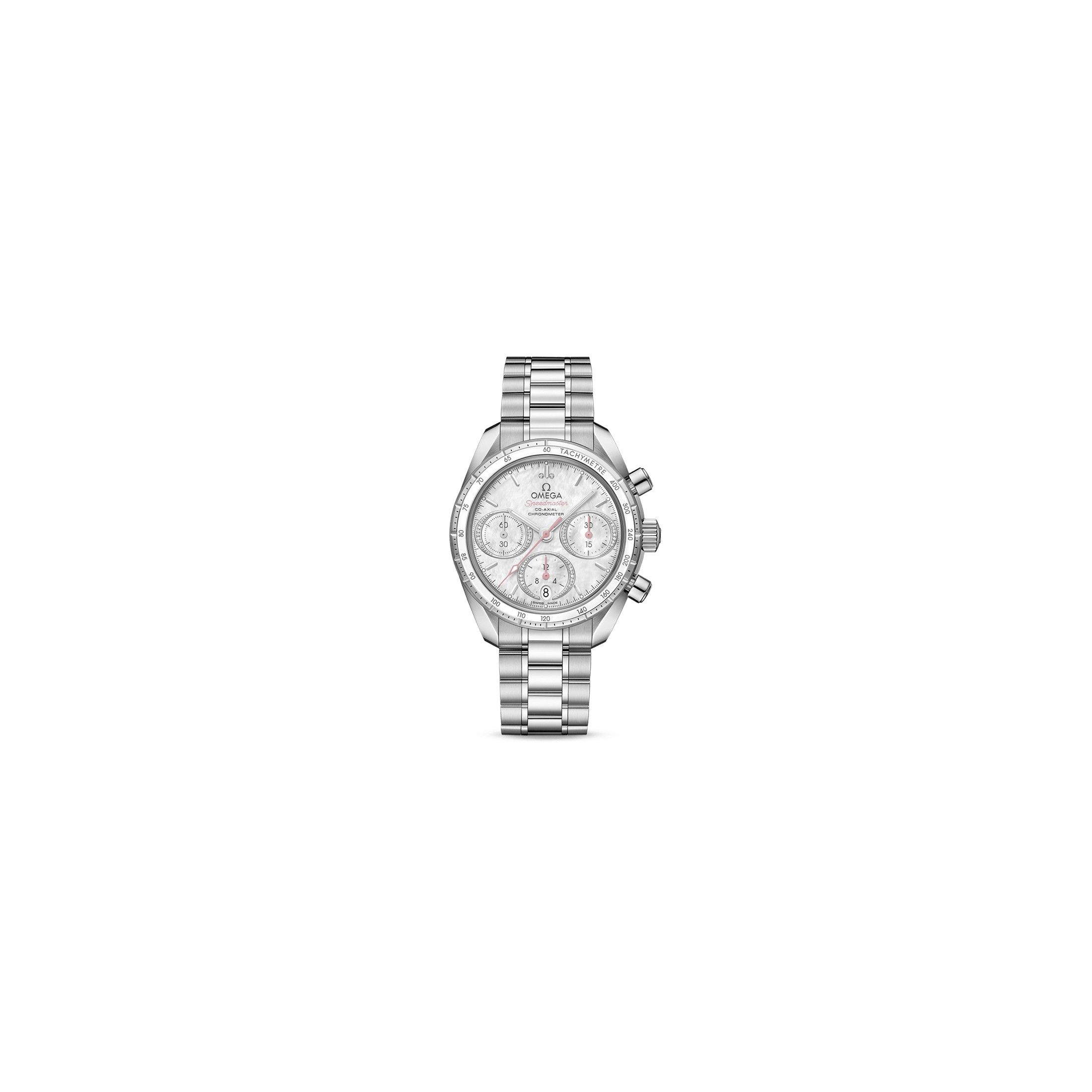 Montre Omega Speedmaster 38 automatique Co-Axial chronographe cadran nacre bracelet acier 38 mm