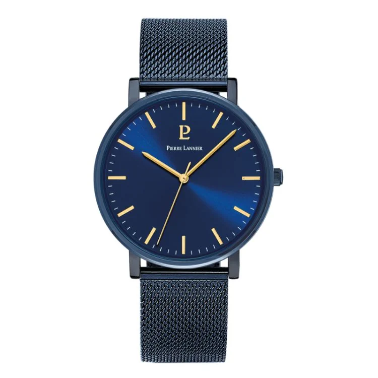 Montre Pierre Lannier - Essential - Cadran Bleu - Maille Milanais 218F466e Bleu