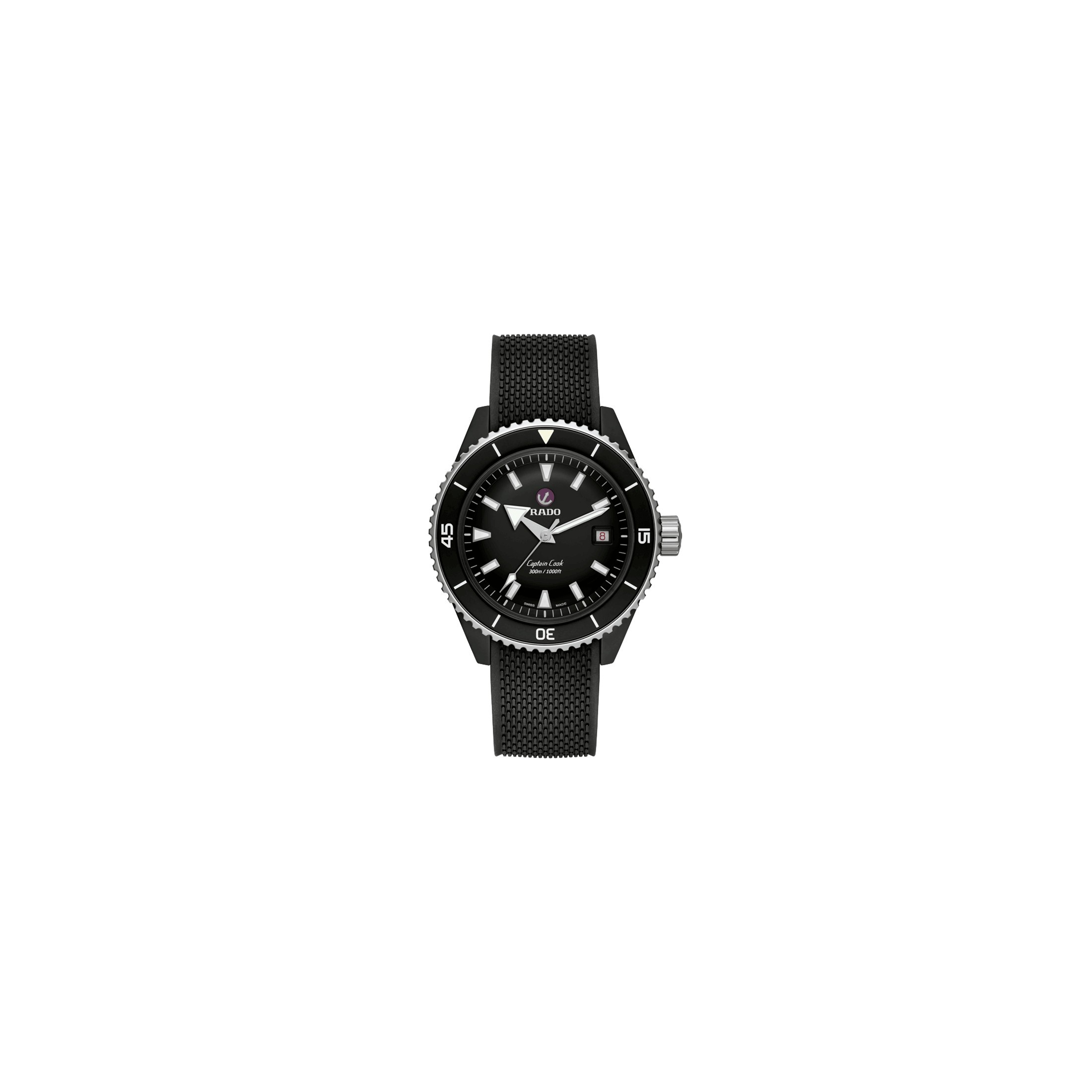 Montre Rado Captain Cook High-Tech Ceramic Diver automatique cadran noir bracelet caoutchouc noir 43 mm
