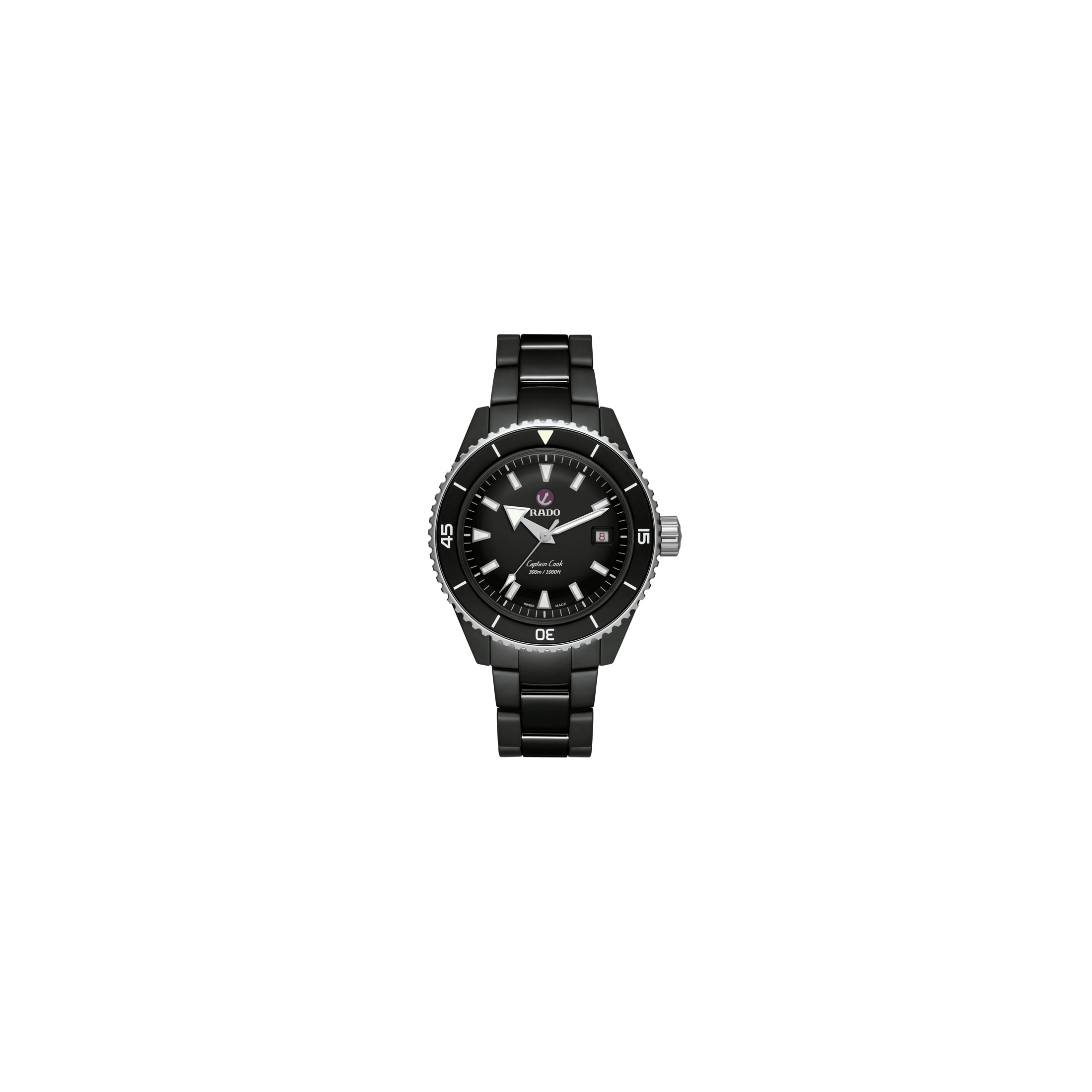 Montre Rado Captain Cook High-Tech Ceramic Diver automatique cadran noir bracelet céramique noir 43 mm