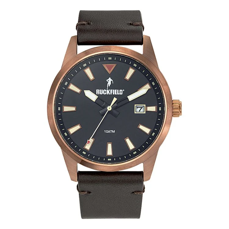 Montre Ruckfield - Classique - Cuivre - Cuir Marron - Cadran Noir