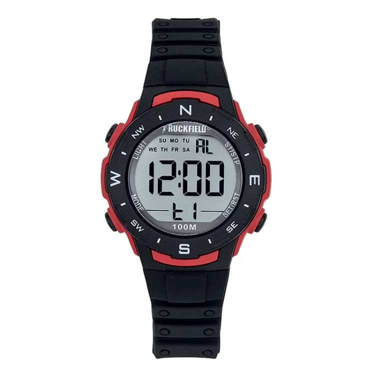 Montre Ruckfield - Junior - Digital Multifonction - Silicone Noir et Rouge