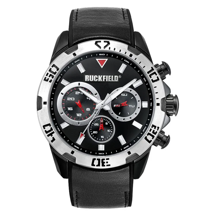 Montre Ruckfield - Moderne - Chrono - Cuir Noir