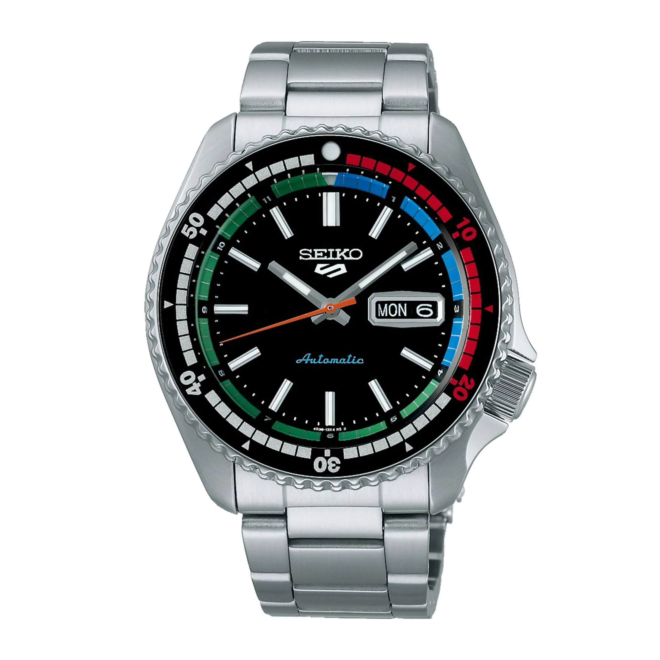 Montre Seiko 5 Sports "Regatta Timer" automatique cadran noir bracelet acier 42,5 mm