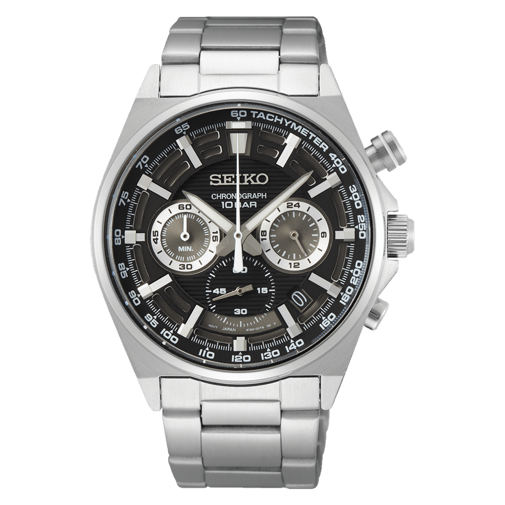 SEIKO Sport Chrono Black Steel Watch