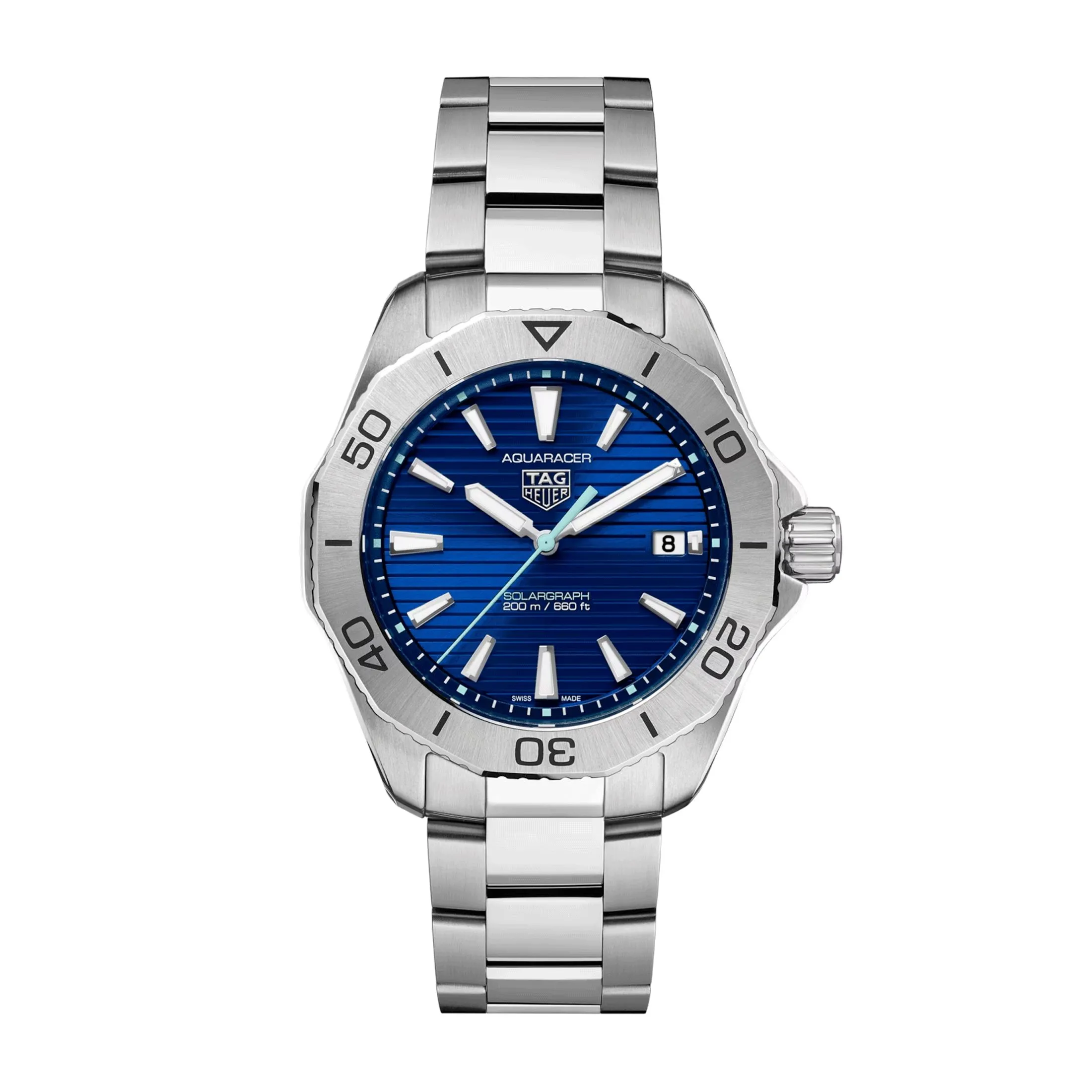 Montre TAG Heuer Aquaracer Professional 200 Solargraph quartz cadran bleu bracelet acier 40 mm