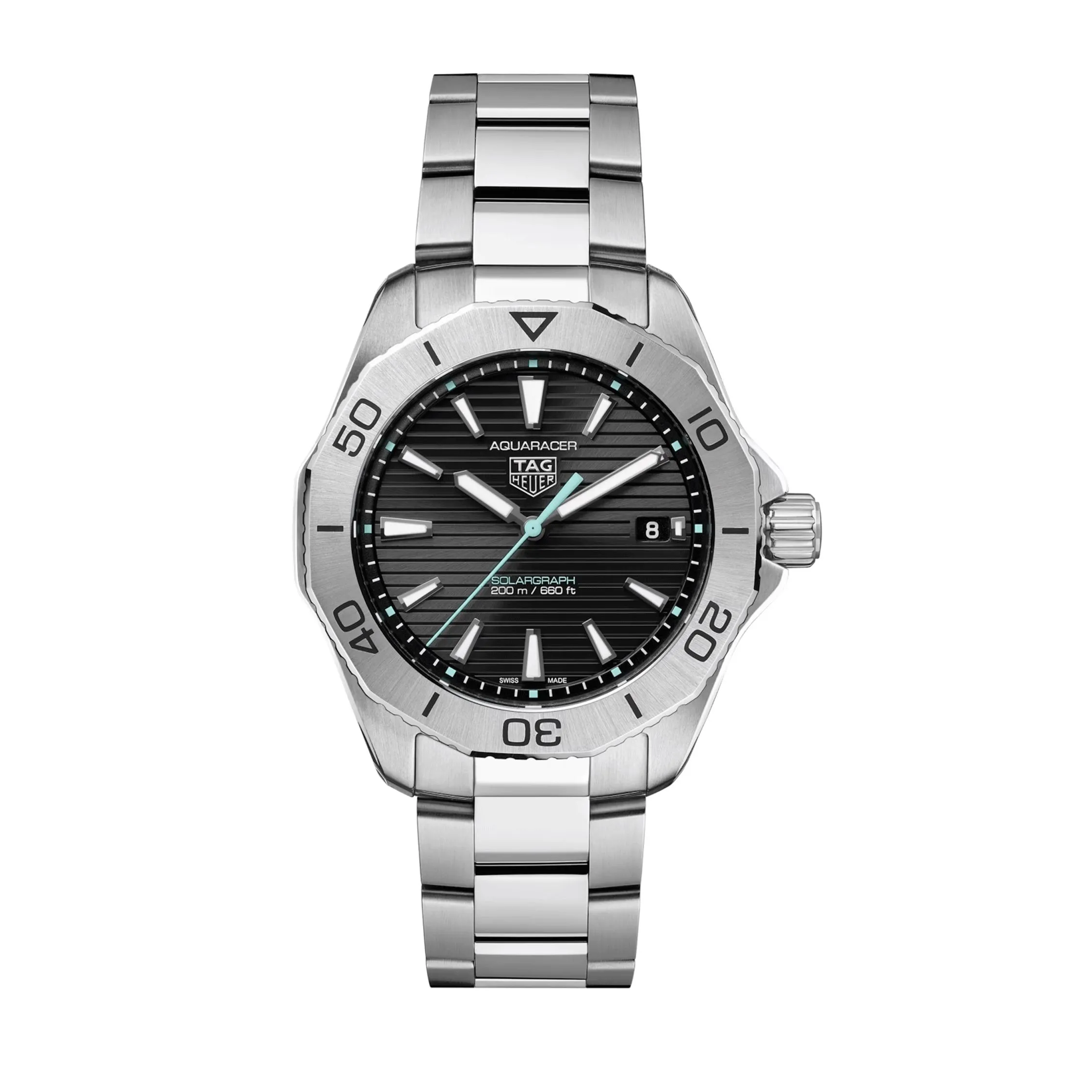 Montre TAG Heuer Aquaracer Professional 200 Solargraph quartz cadran noir bracelet acier 40 mm