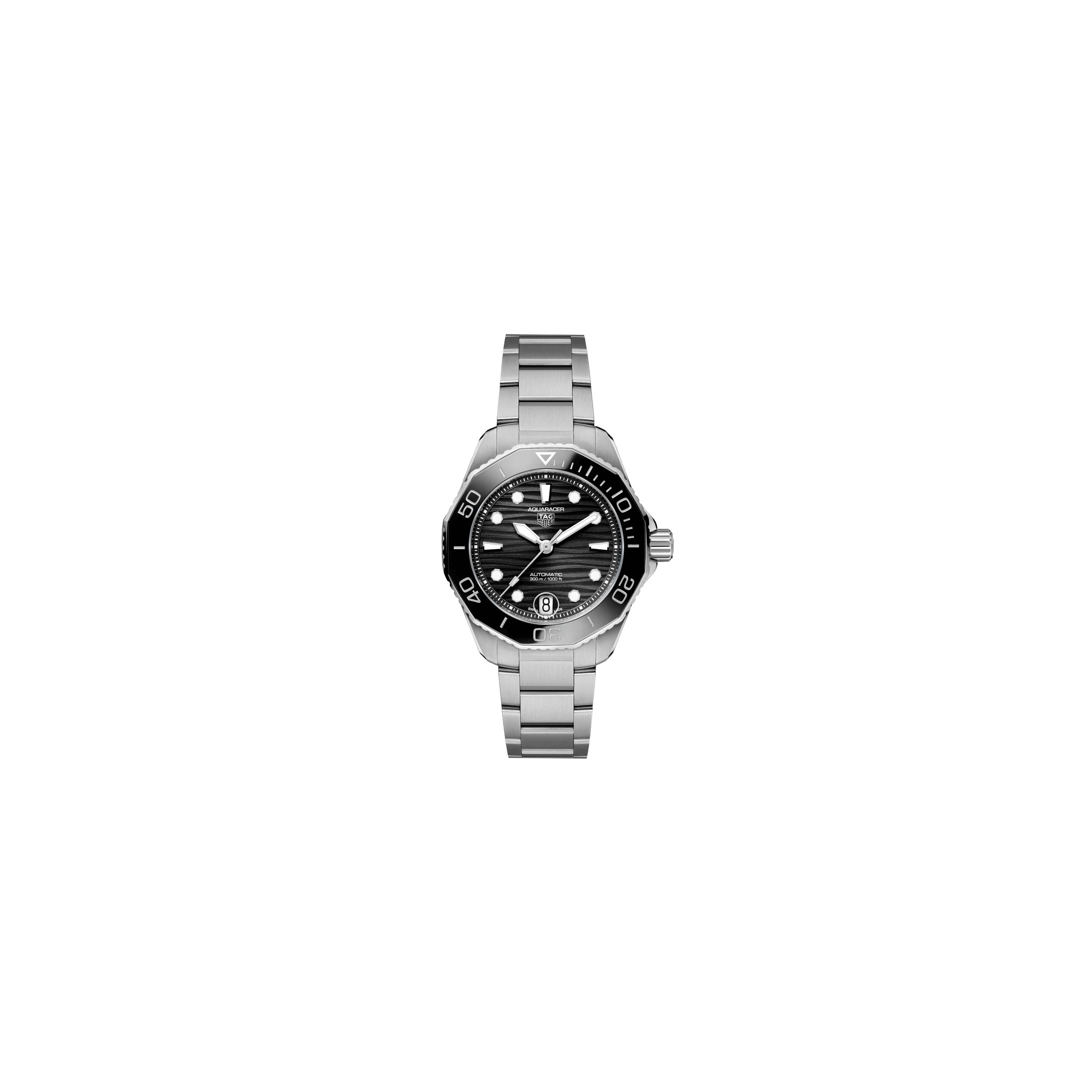 Montre TAG Heuer Aquaracer Professional 300 Calibre 5 cadran noir laqué bracelet acier 36 mm