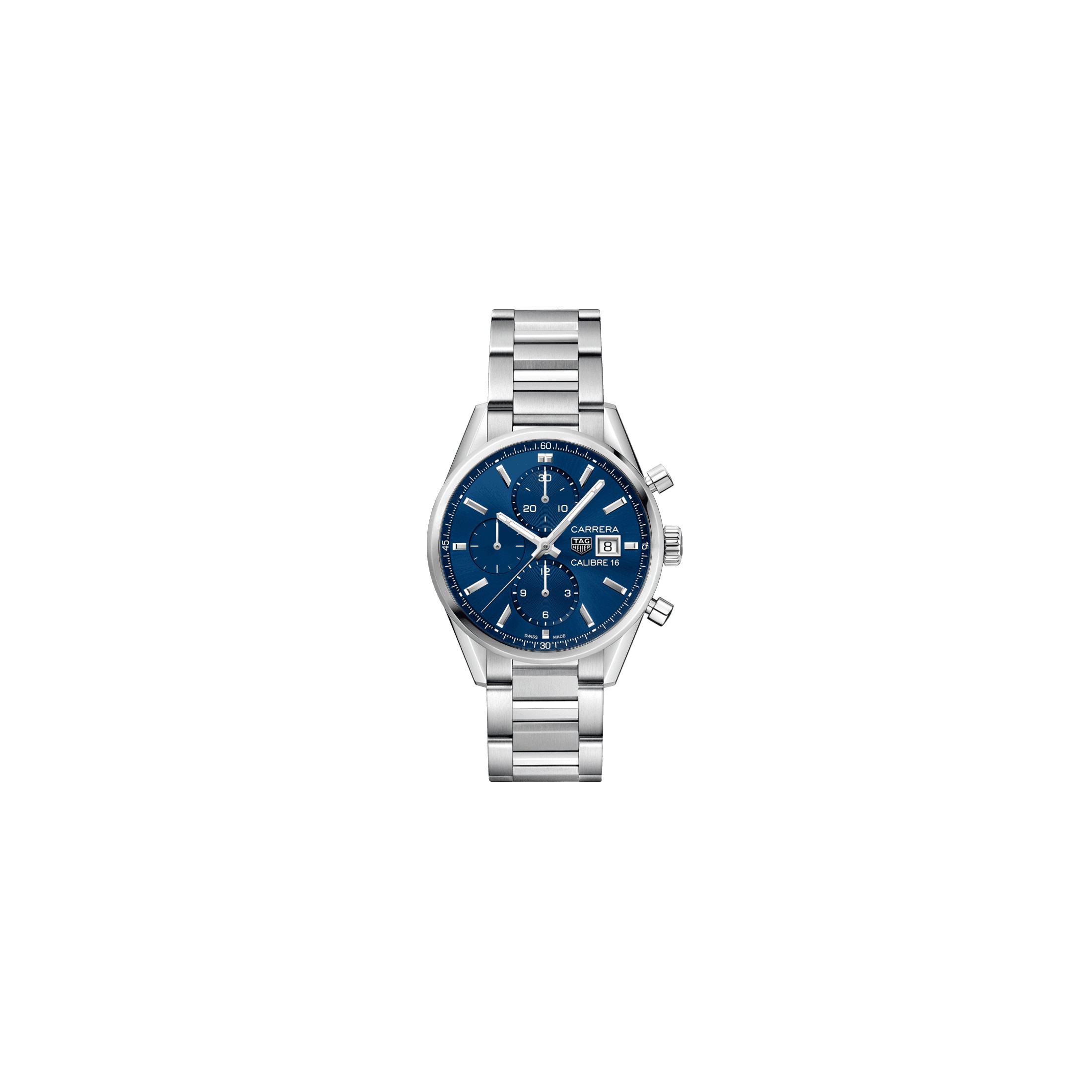 Montre TAG Heuer Carrera Calibre 16 cadran bleu bracelet acier 41 mm