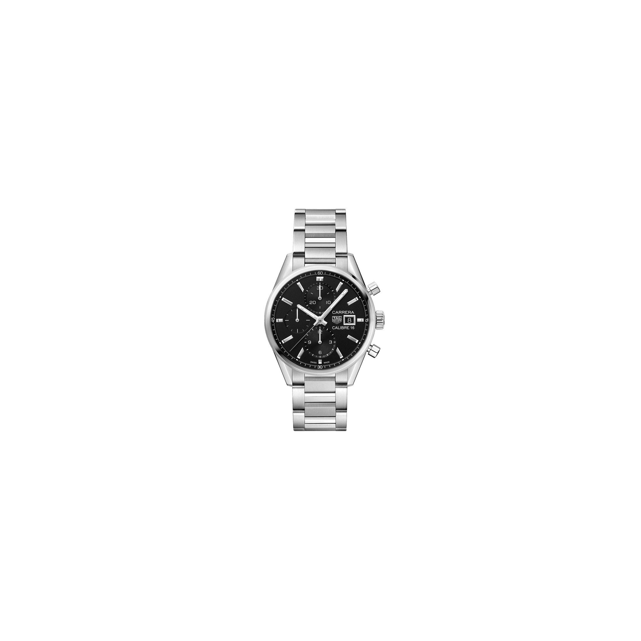 Montre TAG Heuer Carrera Calibre 16 cadran noir bracelet acier 41 mm