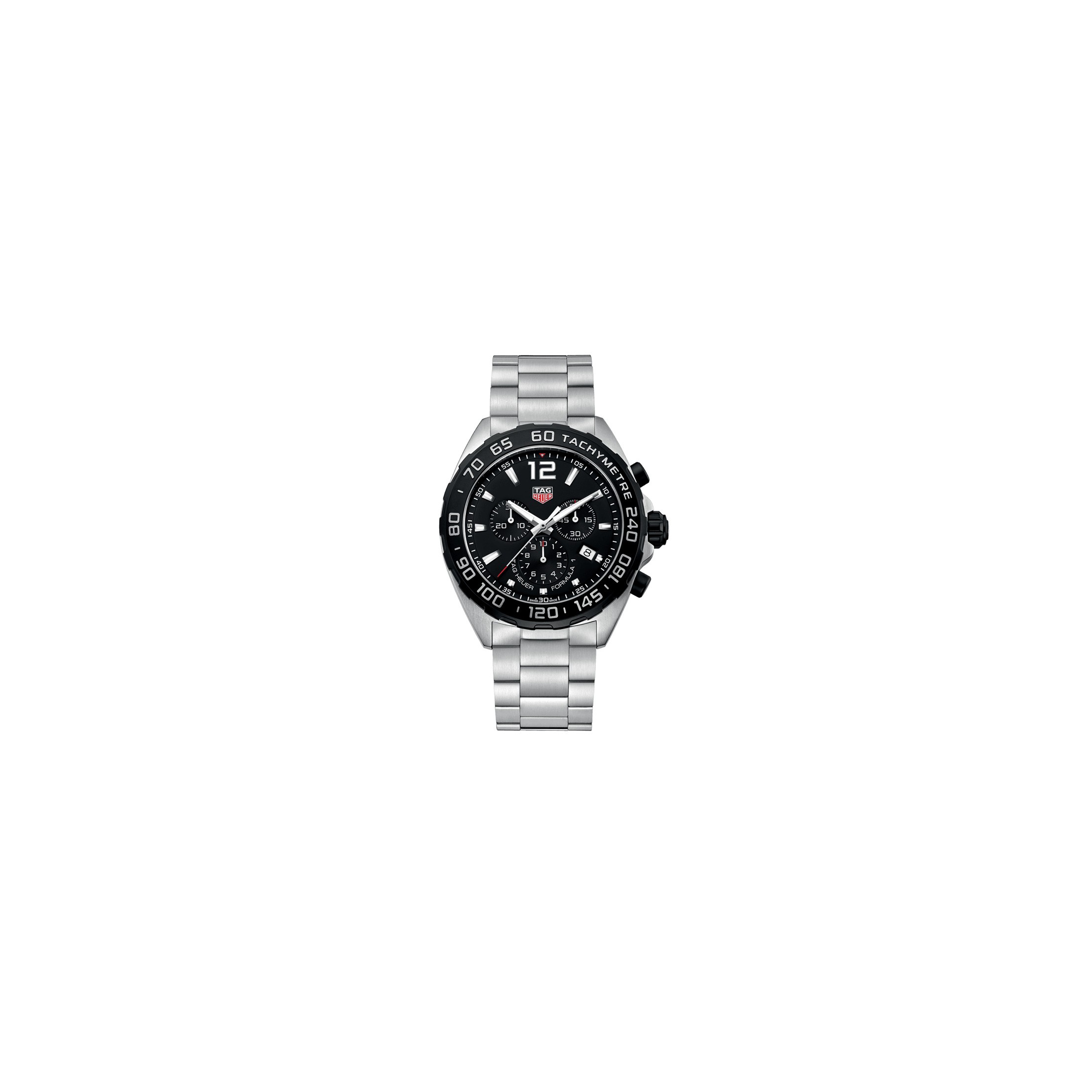 Montre TAG Heuer Formula 1 quartz cadran noir lunette noire bracelet acier 43 mm