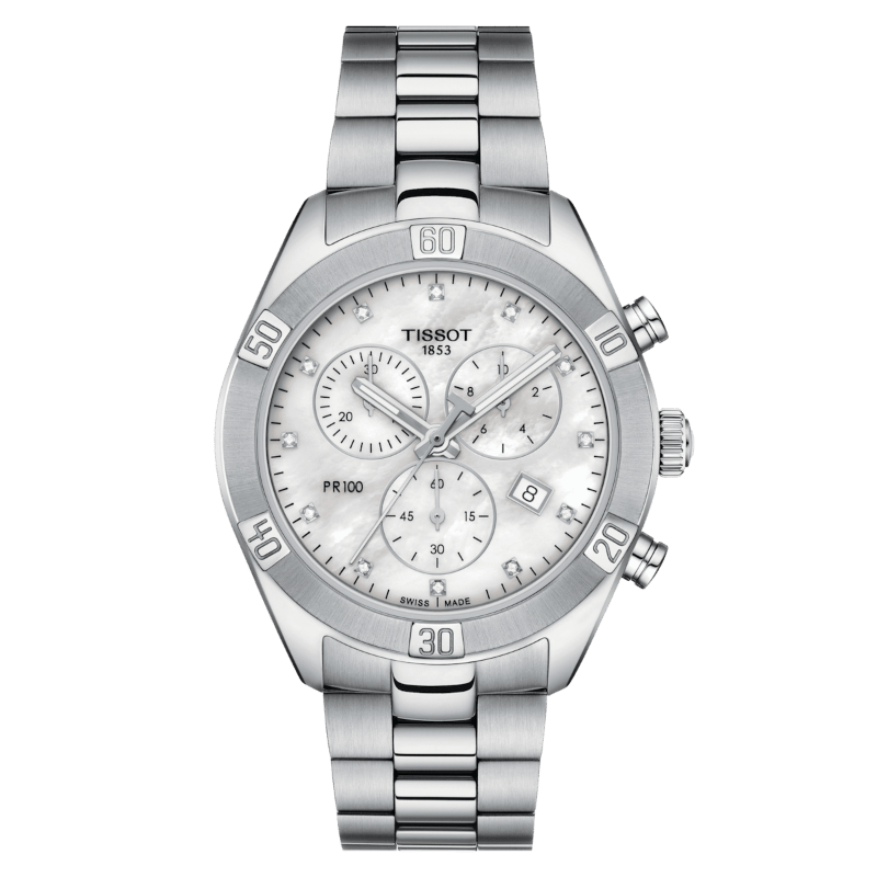 TISSOT PR100 Chronograph White Mother-of-Pearl Watch