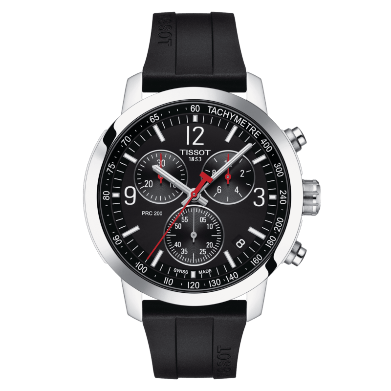 TISSOT PRC 200 Chronograph Black Watch Black Silicone