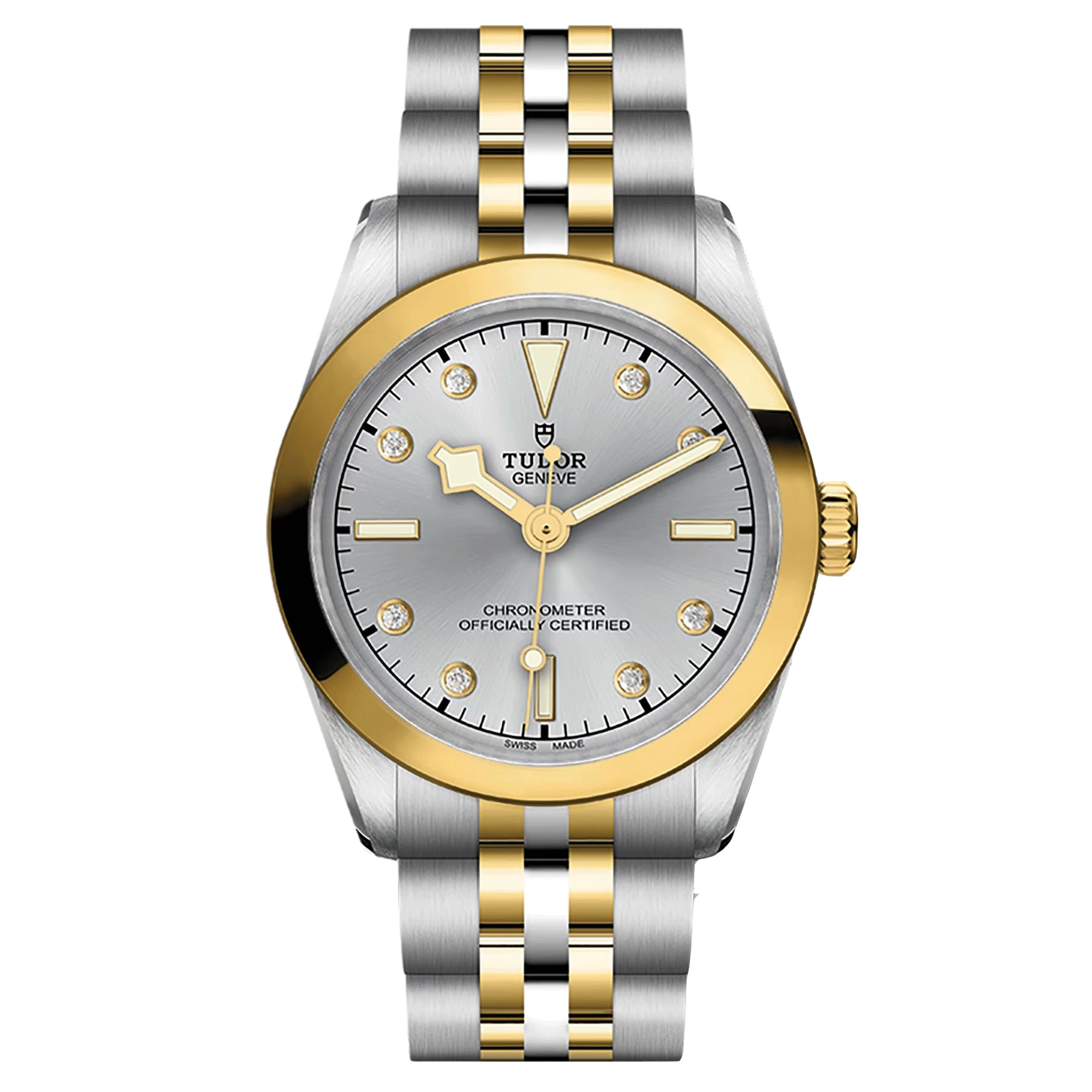 Montre Tudor Black Bay One 31 COSC S&G automatique index diamants cadran argent bracelet acier et or jaune 31 mm