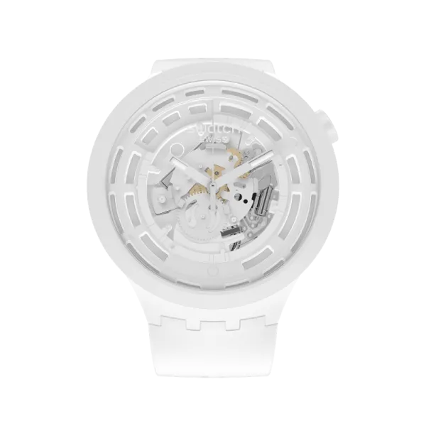 Montre Unisexe SWATCH Bioceramic C-White Blanche Big Bold Squelette - SB03W100