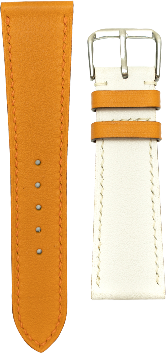 Swift Leather Watch Strap - Orange/White
