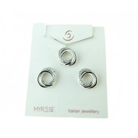 Parure con cerchi lucidi e zirconi