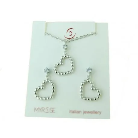 Parure con cuoria sfere pendenti e punto luce