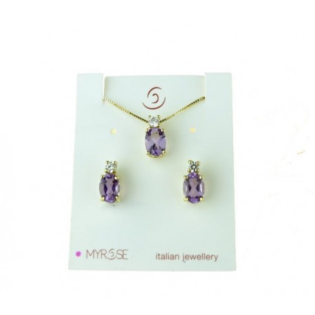 Parure con pietre viola ovali