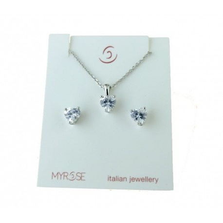 Parure zircon coeur P2865B