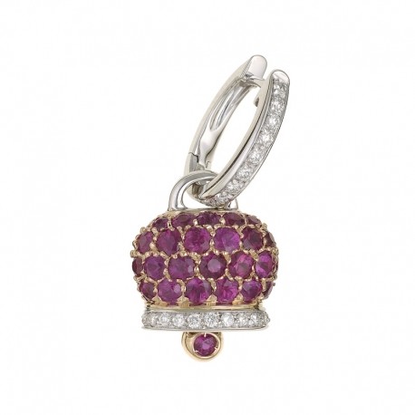 Pendentif avec bell hochet en argent 925 et zircons fuchsia