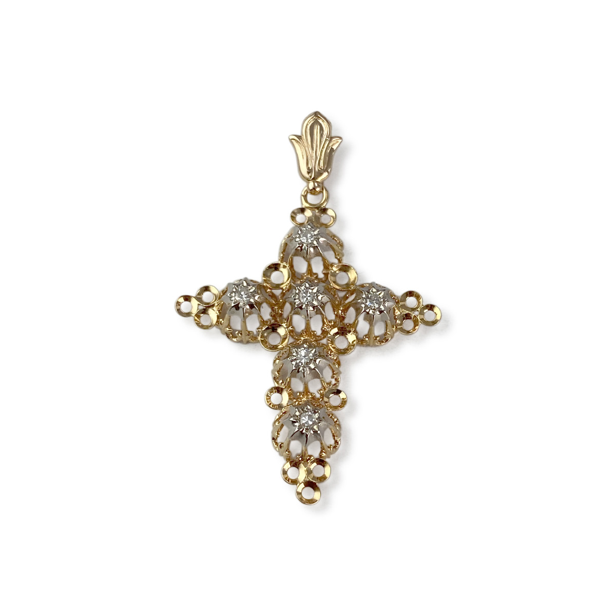 Pendentif croix d'occasion 2 ors 750 diamants