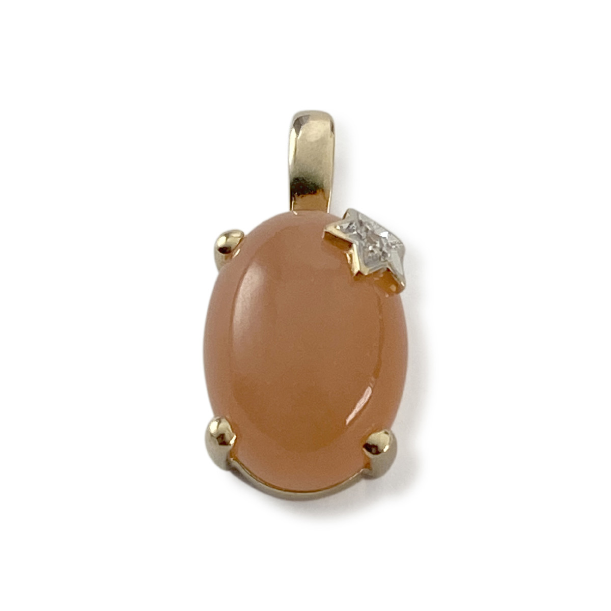 Pendentif d'occasion or 750 2 tons pierre de lune et diamant