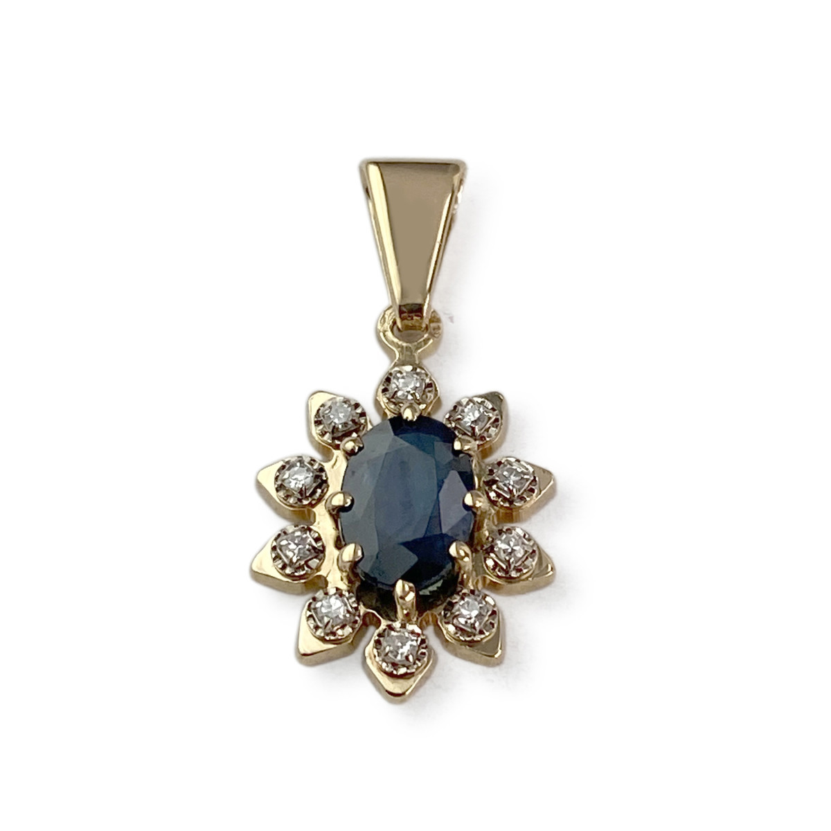 Pendentif d'occasion or 750 jaune diamant saphir