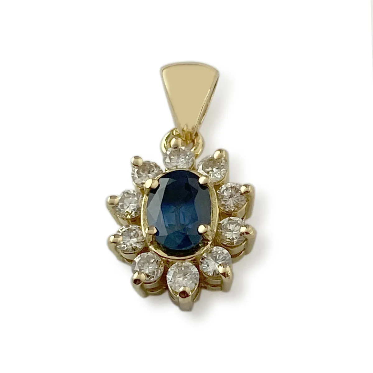 Pendentif d'occasion or 750 jaune diamants saphir