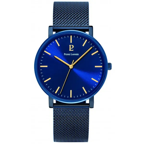 Pierre Lannier - Montre Homme Essential - cadran bleu - maille milanaise - Ref 218F466