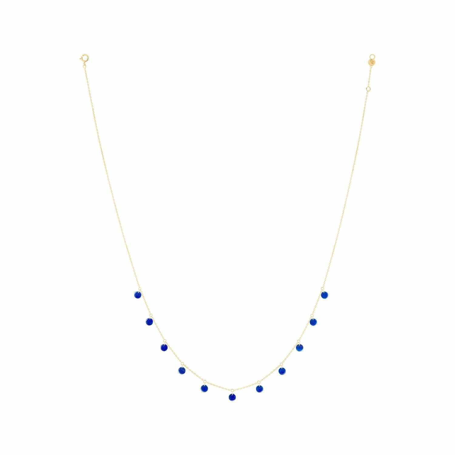 Achat Collier La Brune & La Blonde Polka en or jaune et lapis lazuli, 42cm