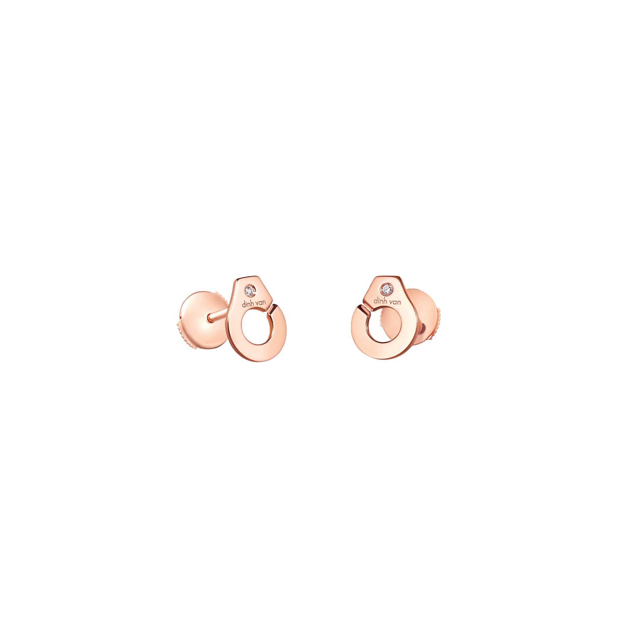 Puces d'oreilles Menottes dinh van R7,5 en or rose et diamants