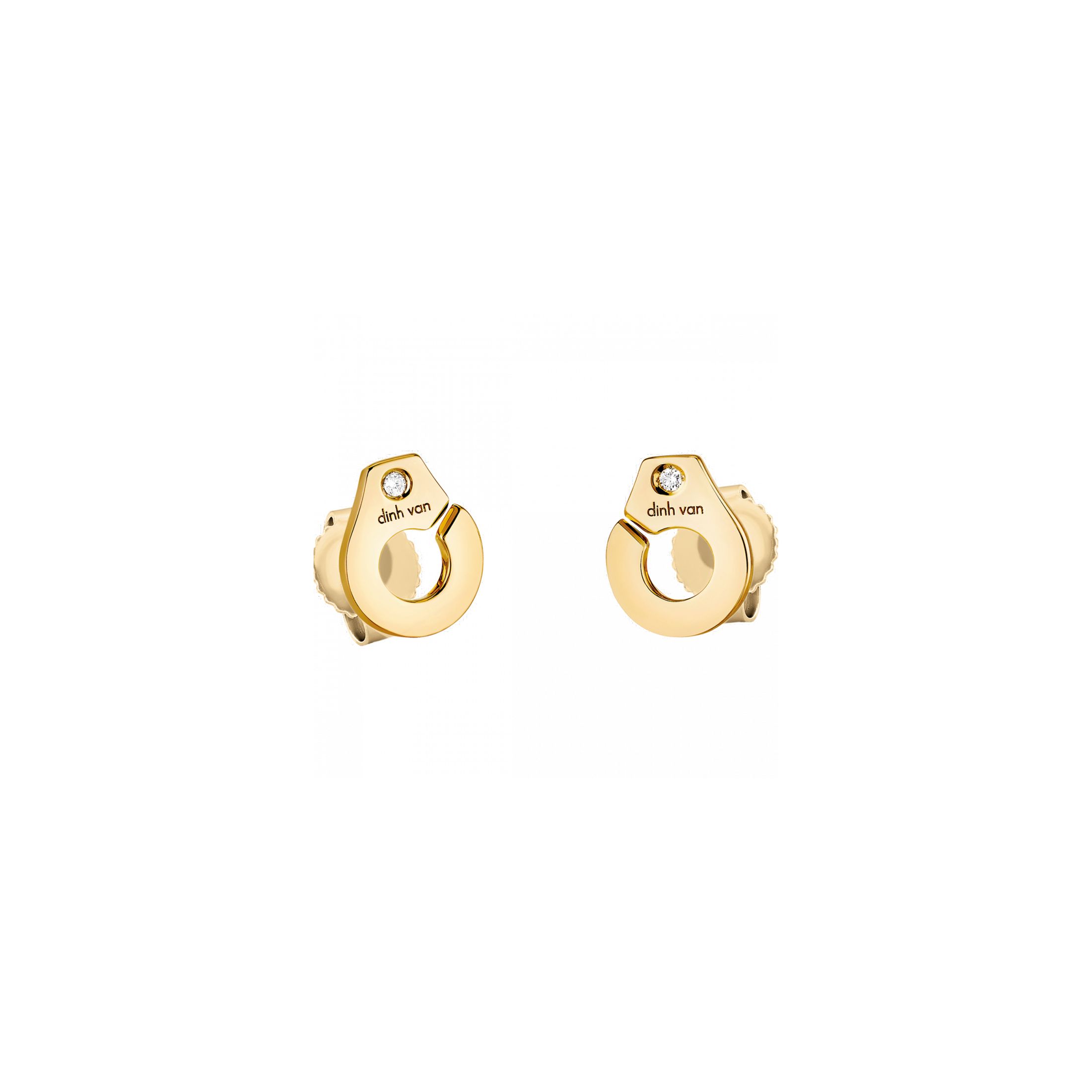 Puces d'oreilles Menottes dinh van R7,5 en or jaune et diamants
