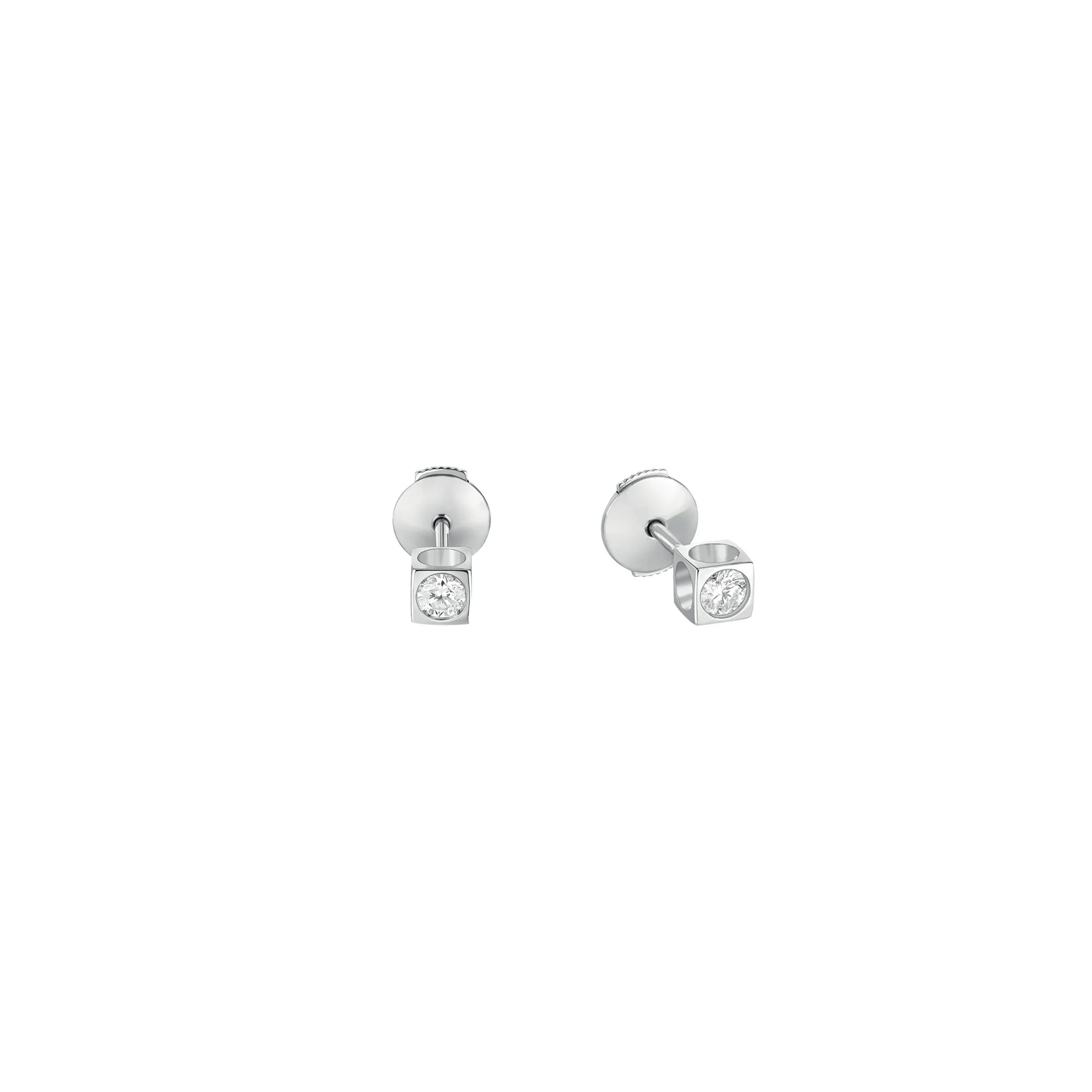 Puces d’oreilles Dinh Van Le Cube Diamant grand modèle en or blanc et diamants
