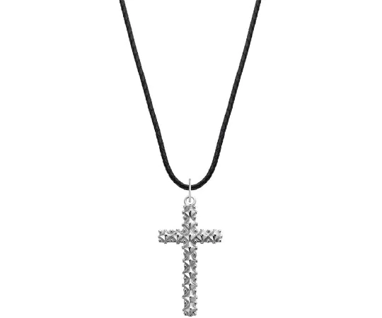 Rebel & Rose NL028-S-70 Studded Cross Black Collier Unisexe 70cm