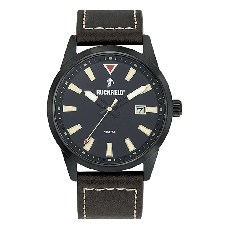 Montre Ruckfield - Classique - Cuir Marron - Cadran Noir Beige