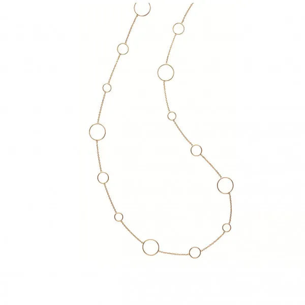 Sautoir plaqué or 18 carats chaîne et cercles Influences