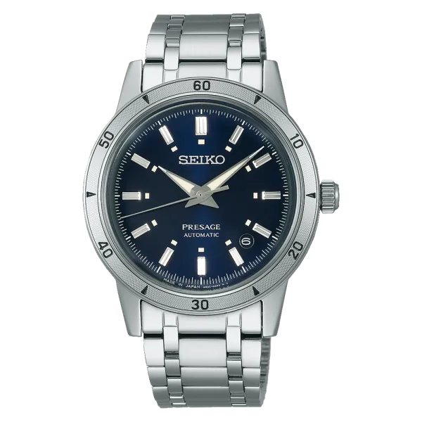 Seiko - Montre Homme Presage Automatique Style 60 Bleue/Metal - Ref SRPL07J1