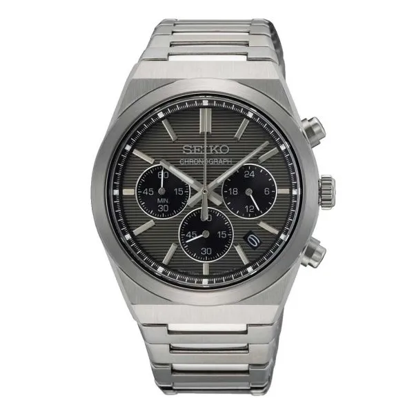 Seiko - Montre Homme - Sport Quartz Homme Chrono 1970 - Cadran noir - Bracelet acier - Ref SSB455P1