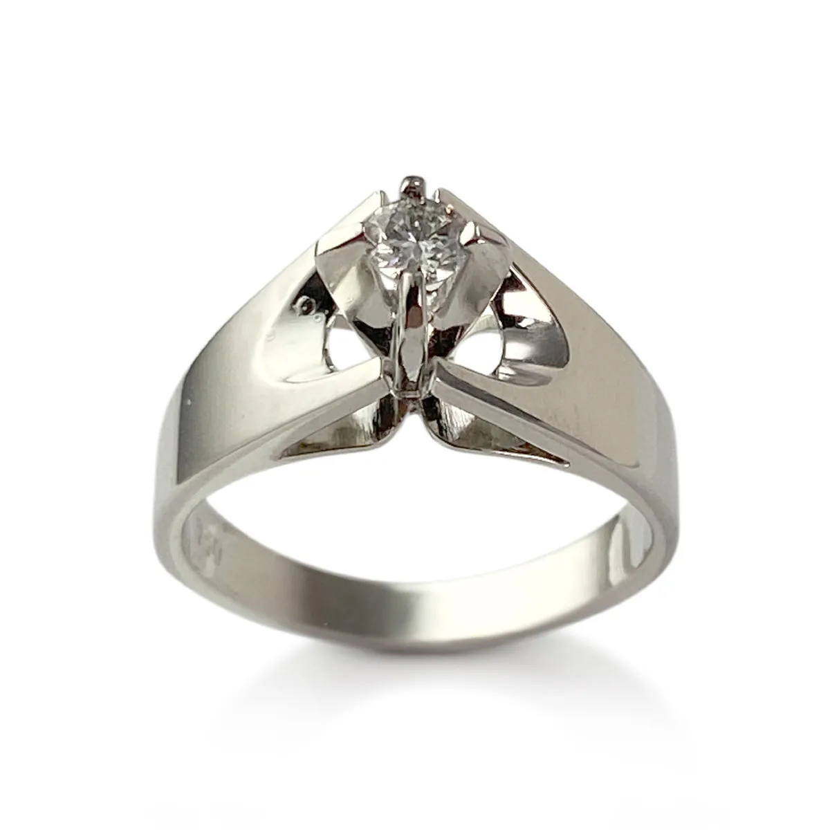 Solitaire d'occasion or 750 blanc diamant 0.15 carat