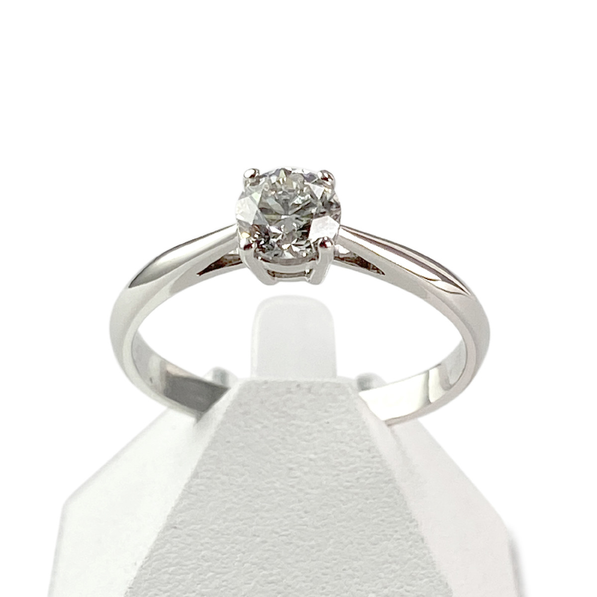 Solitaire d'occasion or 750 blanc diamant 0.50 carat