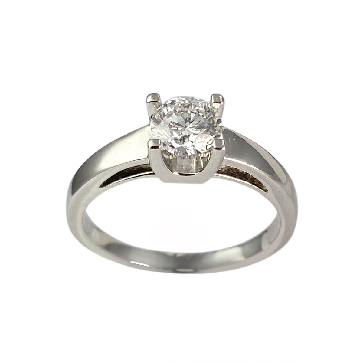 Solitaire d'occasion or 750 blanc diamant synthétique