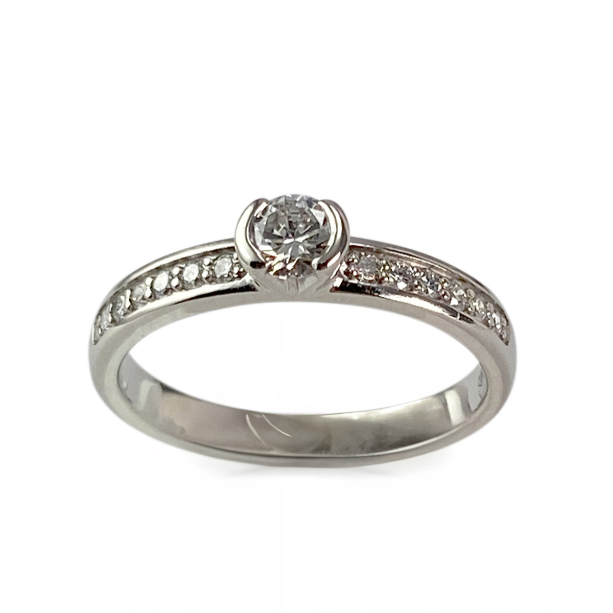 Solitaire d'occasion or 750 blanc diamants