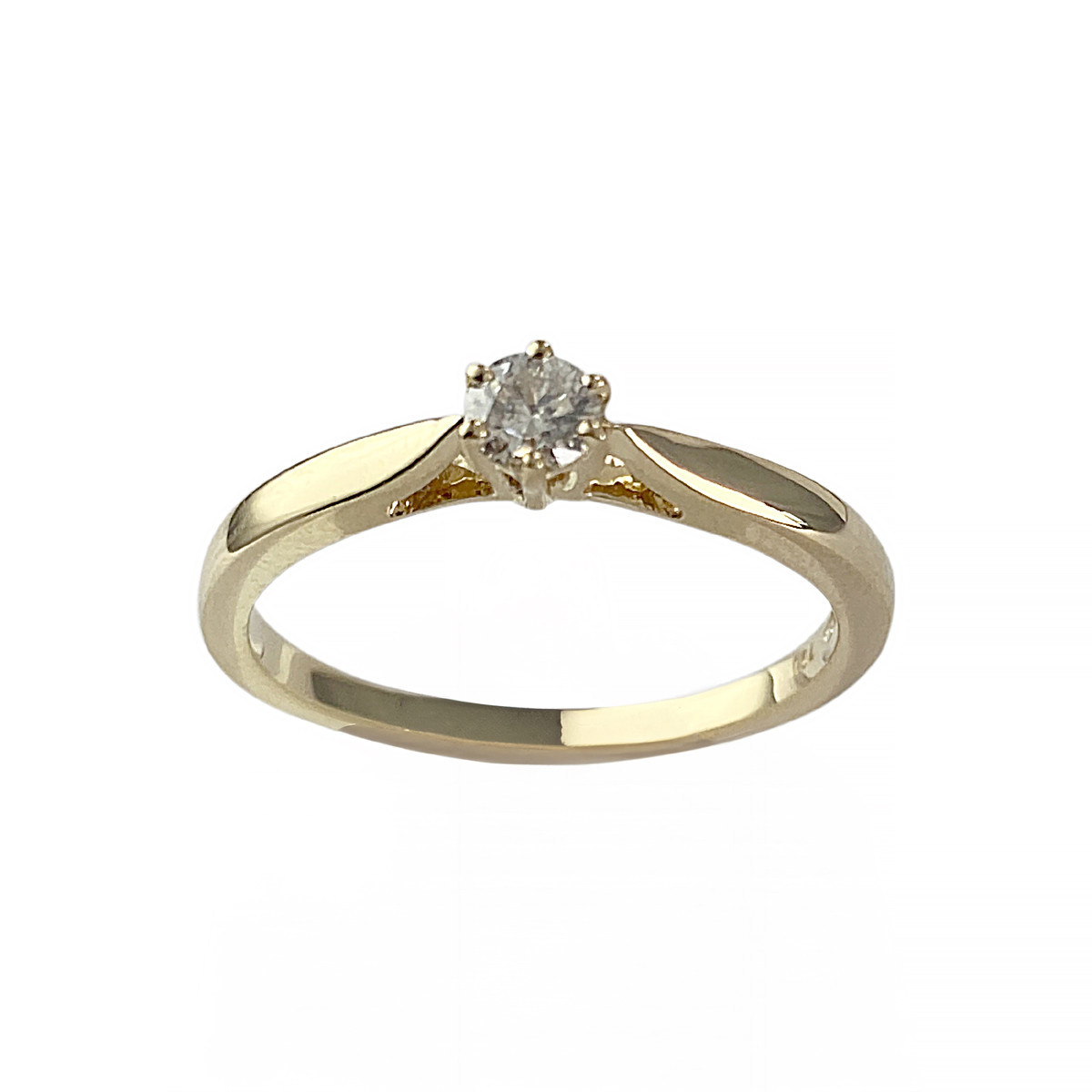 Solitaire d'occasion or 750 jaune diamant 0.15 carat
