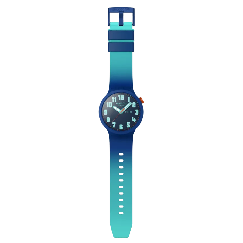Swatch - Montre Mixte Essentially Bold bleue avec bracelet en silicone - Ref SB01N700