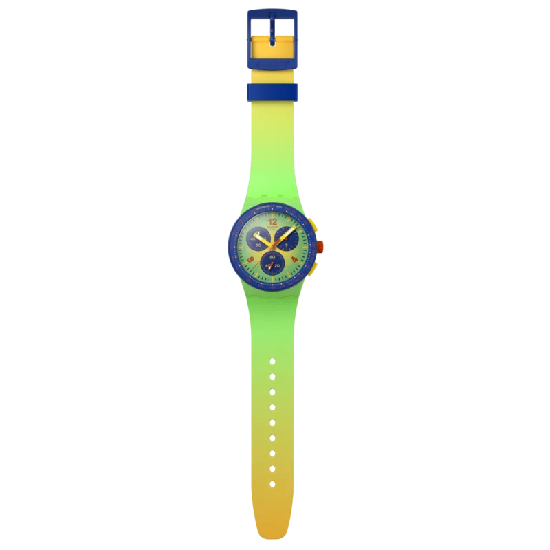 Swatch - Montre Mixte Flowing Freshly verte avec bracelet en silicone - Ref SUSG101